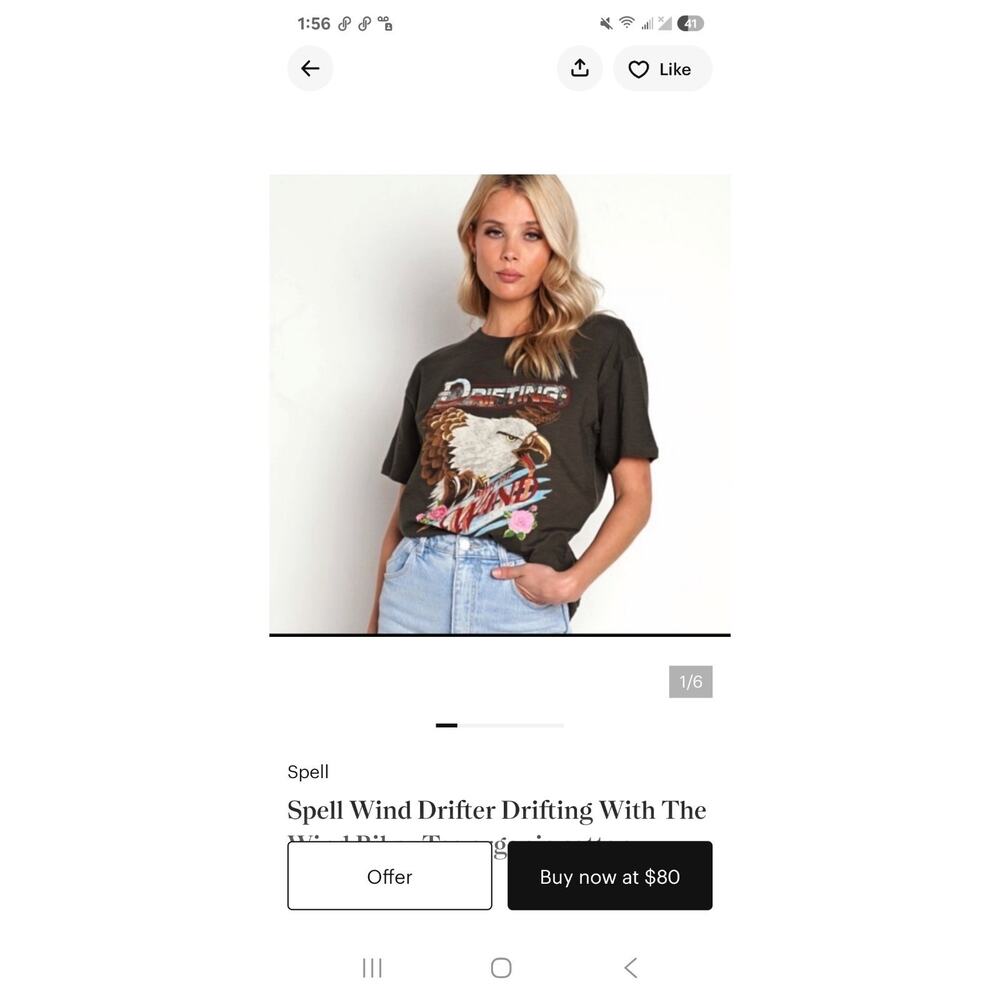 Spell & Gypsy Wind Drifter Drifting With The Wind Biker Tee organic cotton Small